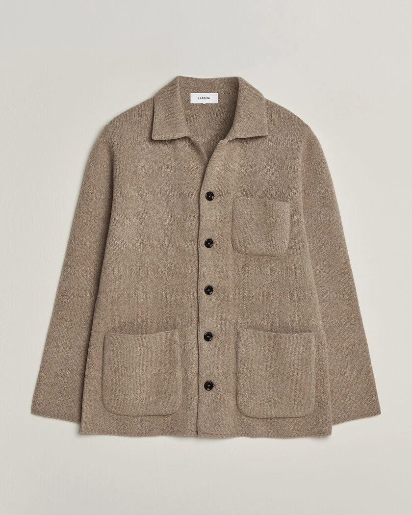 Lardini Knitted Cashmere Overshirt Light Brown – Beige