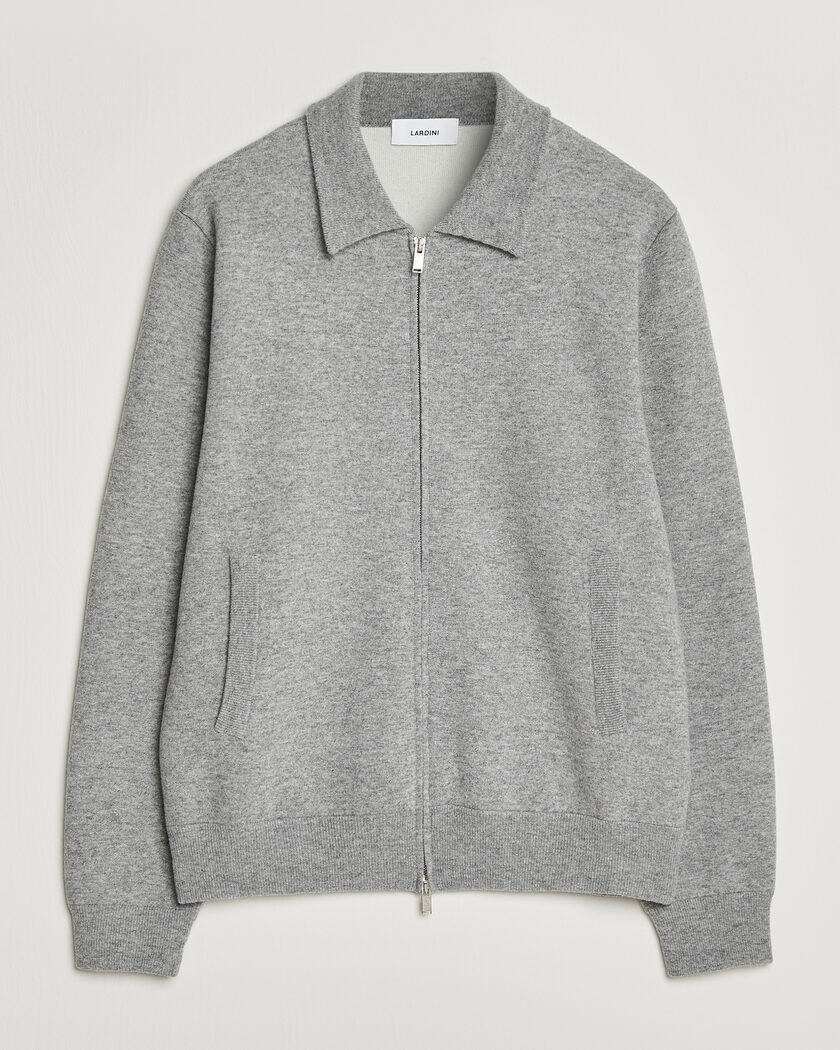 Lardini Knitted Wool Bomber Jacket Grey – Grau