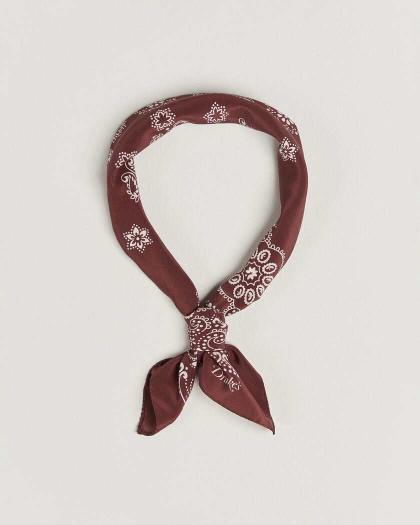 Drake's Traditional Silk Bandana Burgundy – Rot