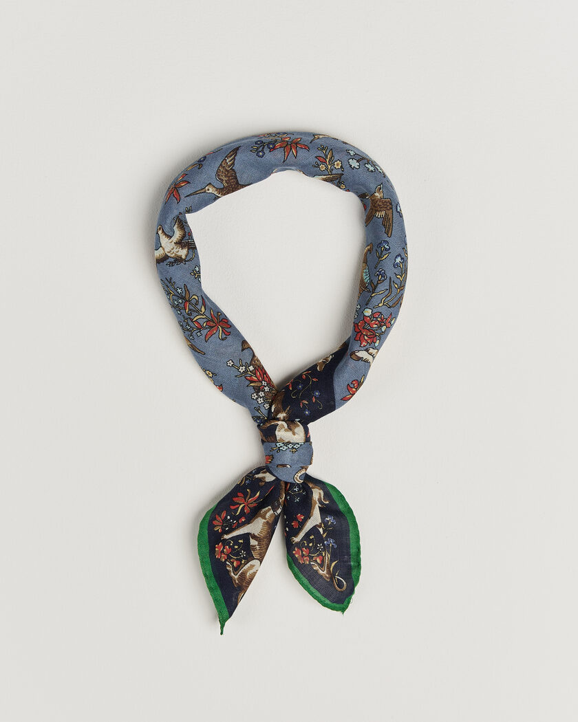 Drake's Unicorn Tapestry Wool/Silk Bandana Navy – Blau