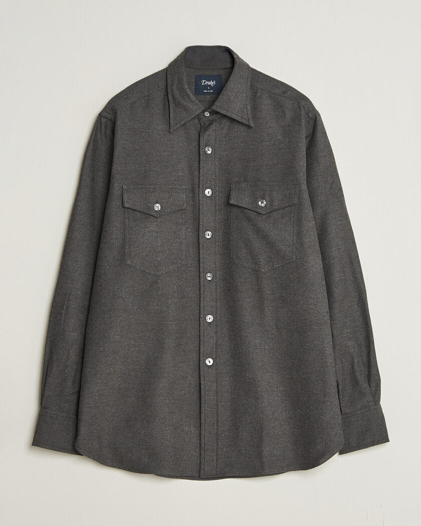 Drake's Two Pocket Casual Shirt Grey – Grau