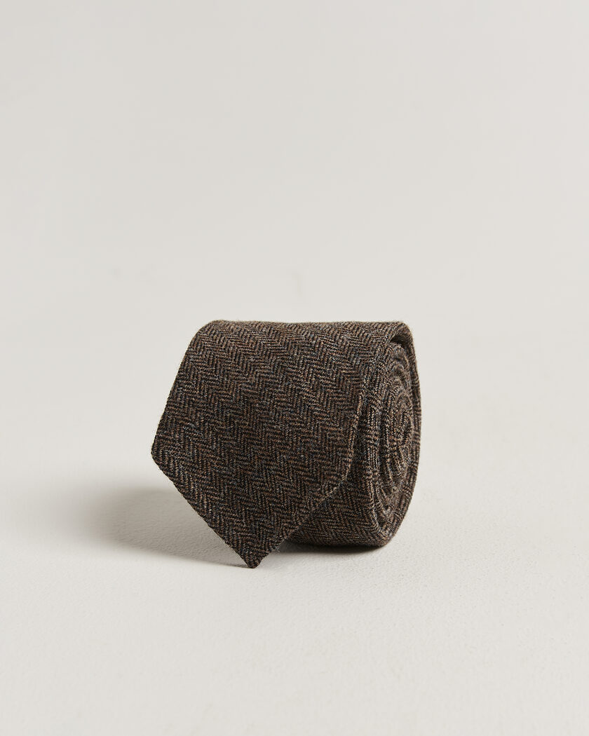 Drake's Shetland Herringbone Tie Brown – Braun
