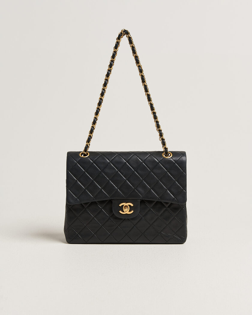 Chanel Pre-Owned Classic Medium Square Double Flap Bag Lambskin Black – Schwarz