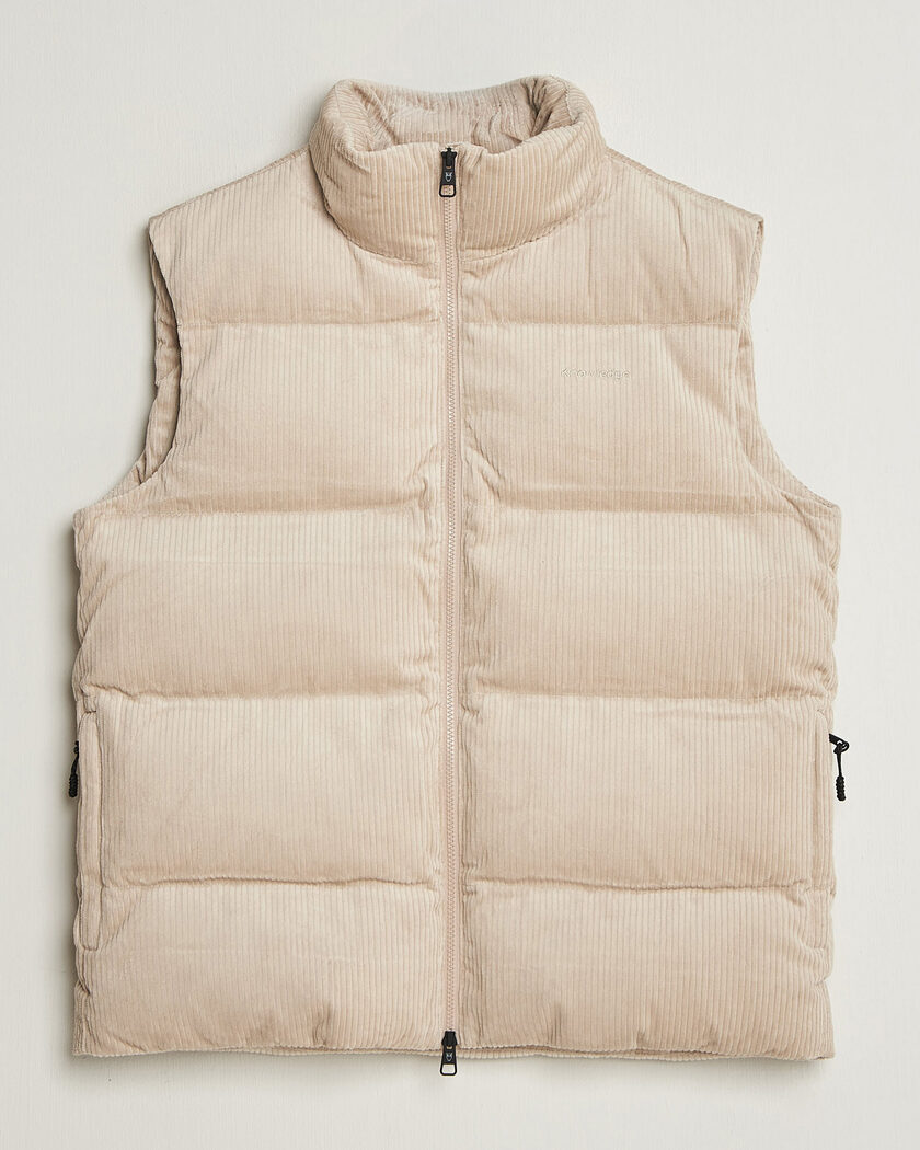 KnowledgeCotton Apparel Corduroy Puffer Vest Light Feather Grey – Grau
