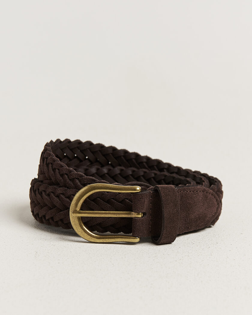 BEAMS PLUS Suede Braided Belt Dark Brown – Braun