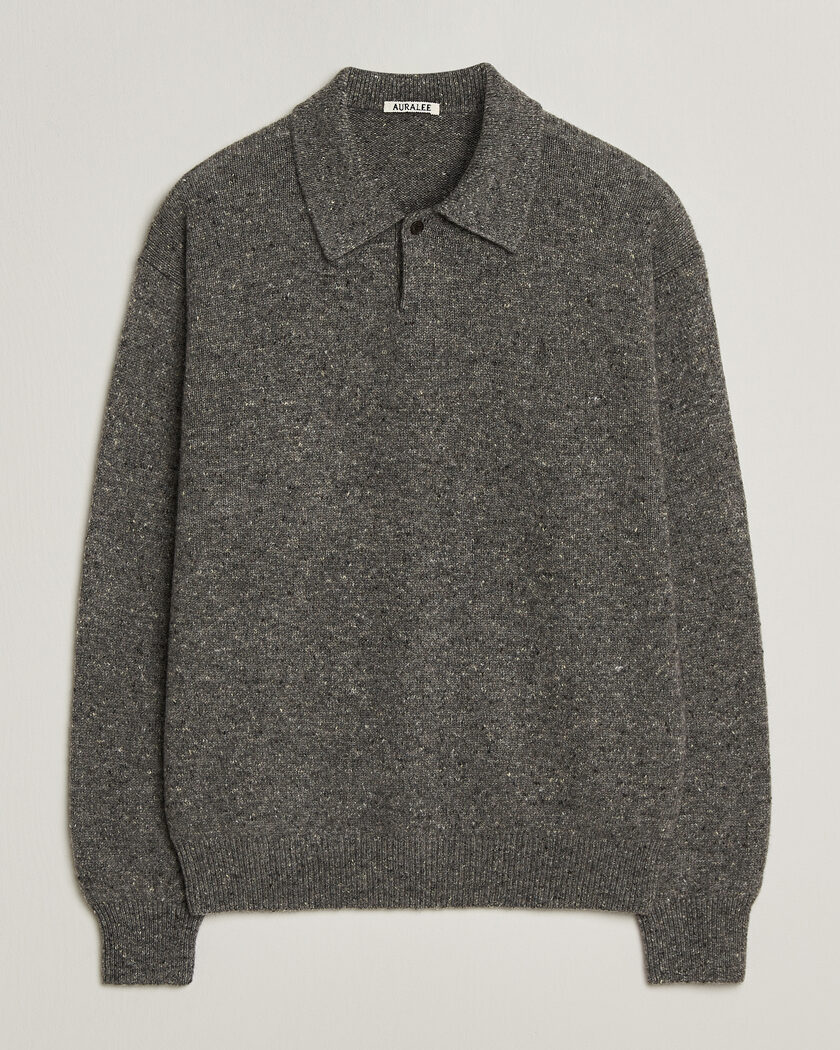 Auralee Cashmere Nep Knit Polo Mix Gray – Grau