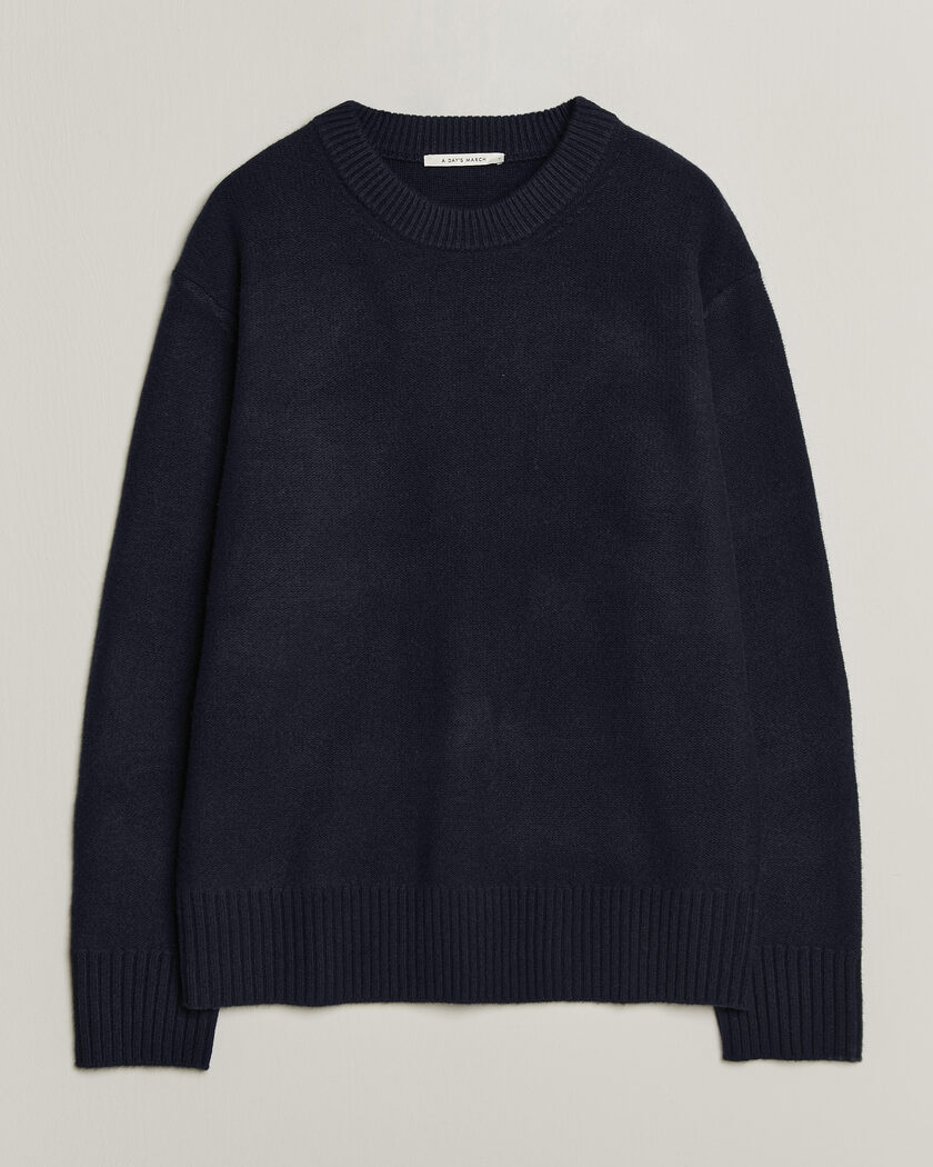 A Day's March Tietar Boiled Merino Sweater Navy – Blau
