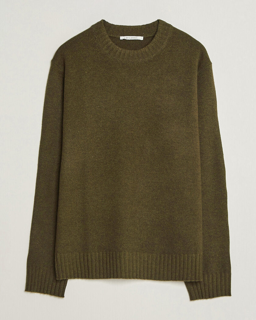 A Day's March Marlow Lambswool Sweater Forest Green – Grün