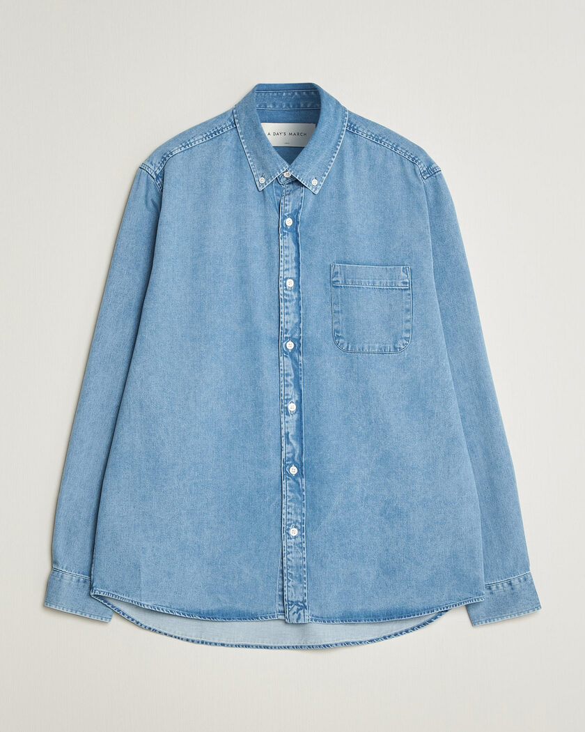 A Day's March Original Button Down Denim Shirt Light Blue – Blau
