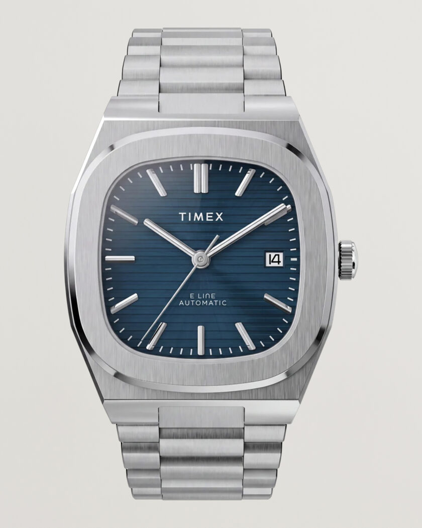 Timex Automatic E Line Stainless Steel 38mm Dark Blue Dial – Blau