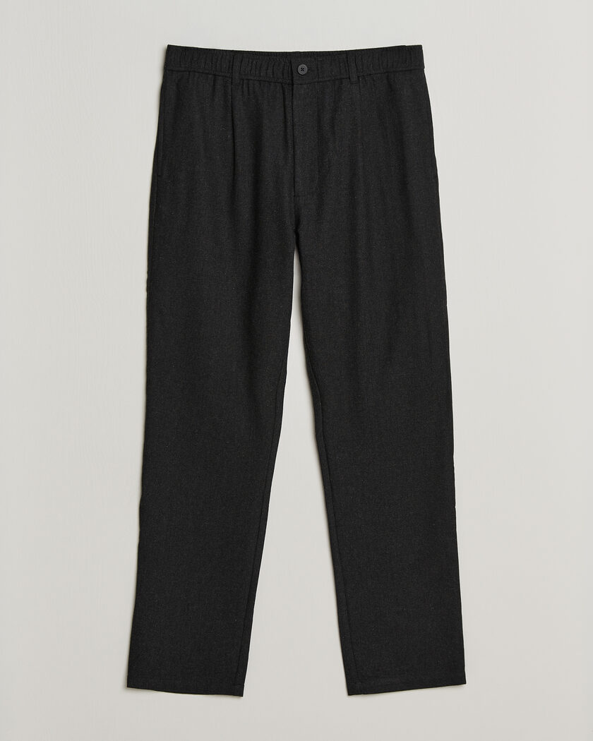 Samsøe Samsøe Bertil Flannel Drawstring Trousers Black Melange – Schwarz