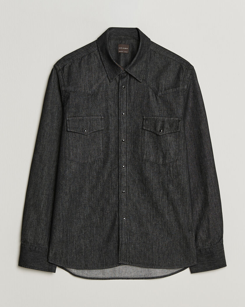 Oscar Jacobson Straight Fit Western Shirt Dark Grey – Grau