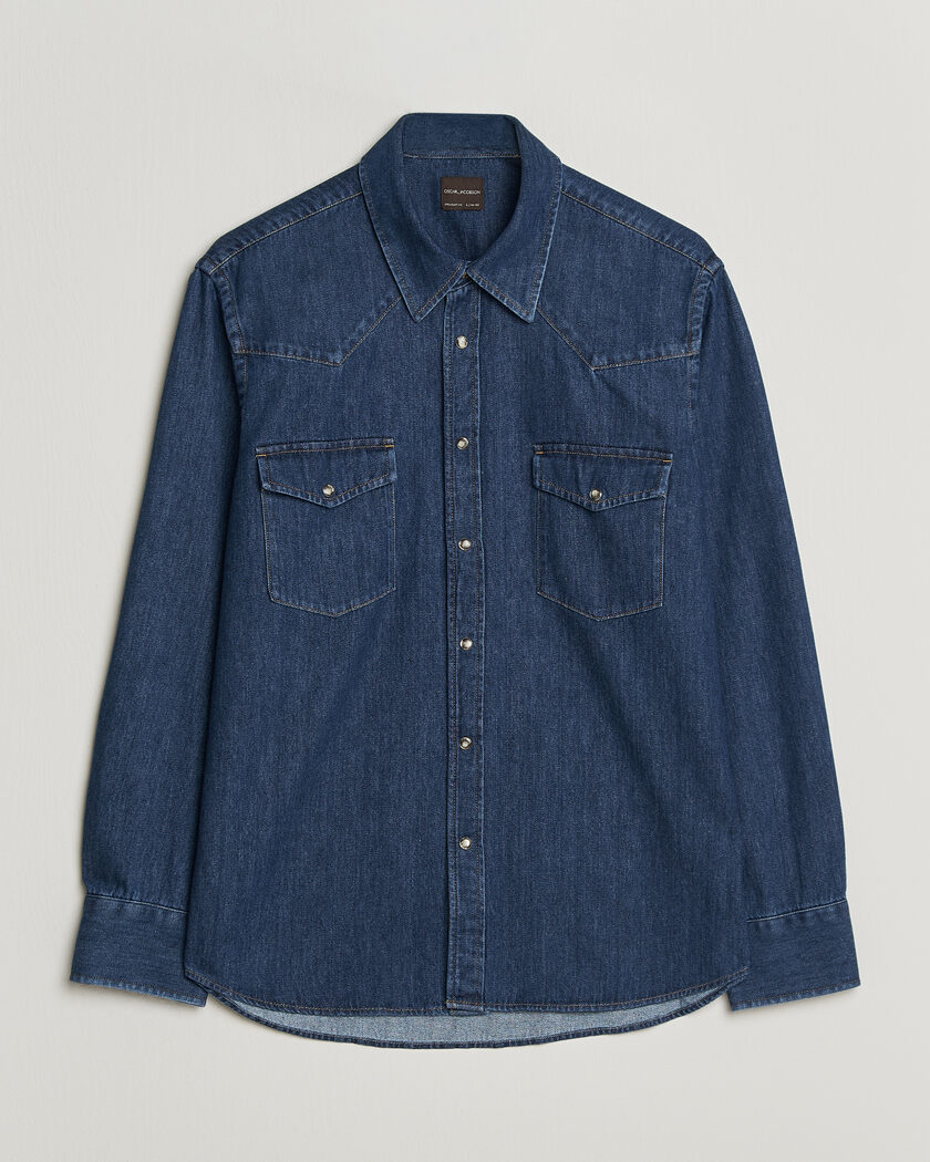 Oscar Jacobson Straight Fit Western Shirt Blue – Blau