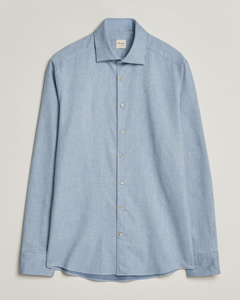  Stenströms Slimline Flannel Shirt Blue – Blau