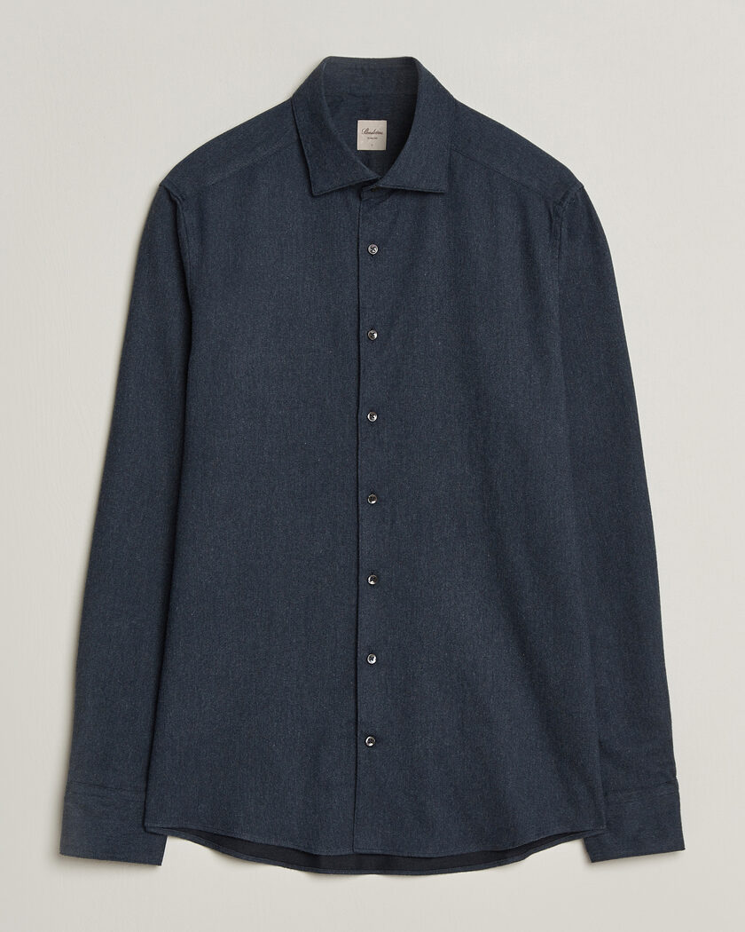 Stenströms Slimline Flannel Shirt Navy – Blau