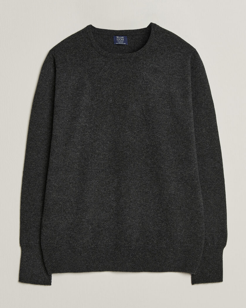 William Lockie Rob Lambswool Crewneck Charcoal – Grau