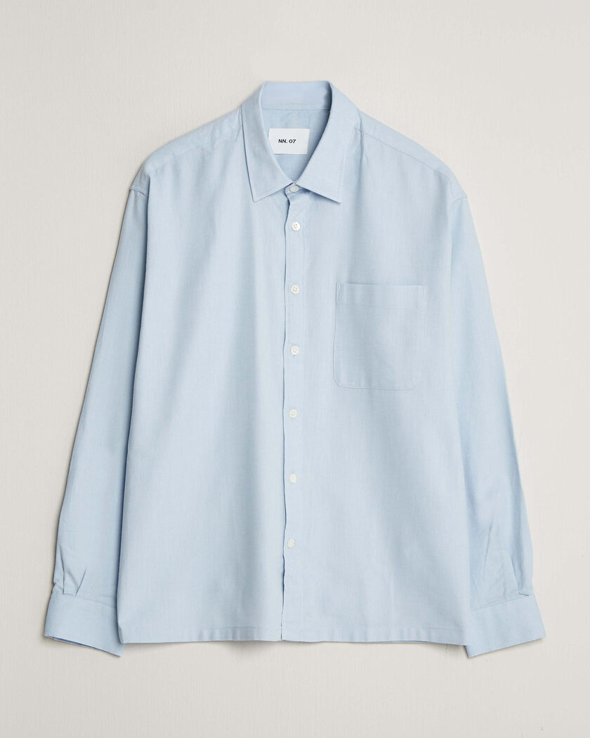 NN07 Deon Brushed Light Flannel Shirt Sky Mist – Blau