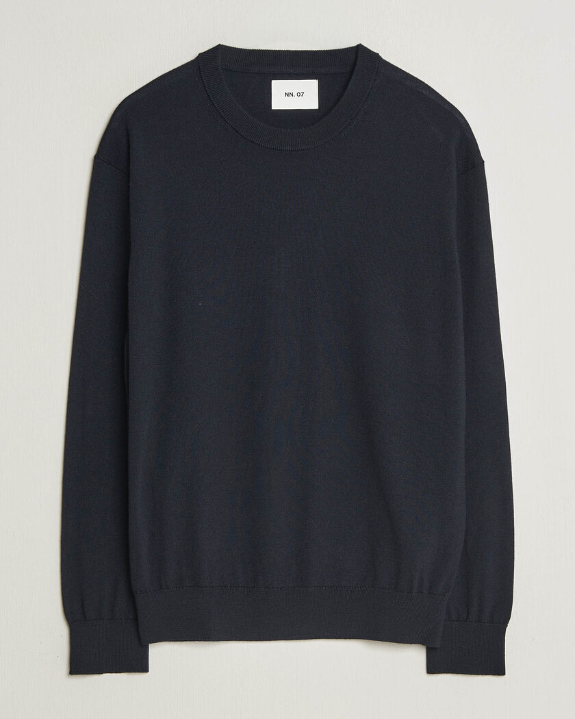 NN07 Nate Wool Knitted Crew Neck Deep Navy – Blau