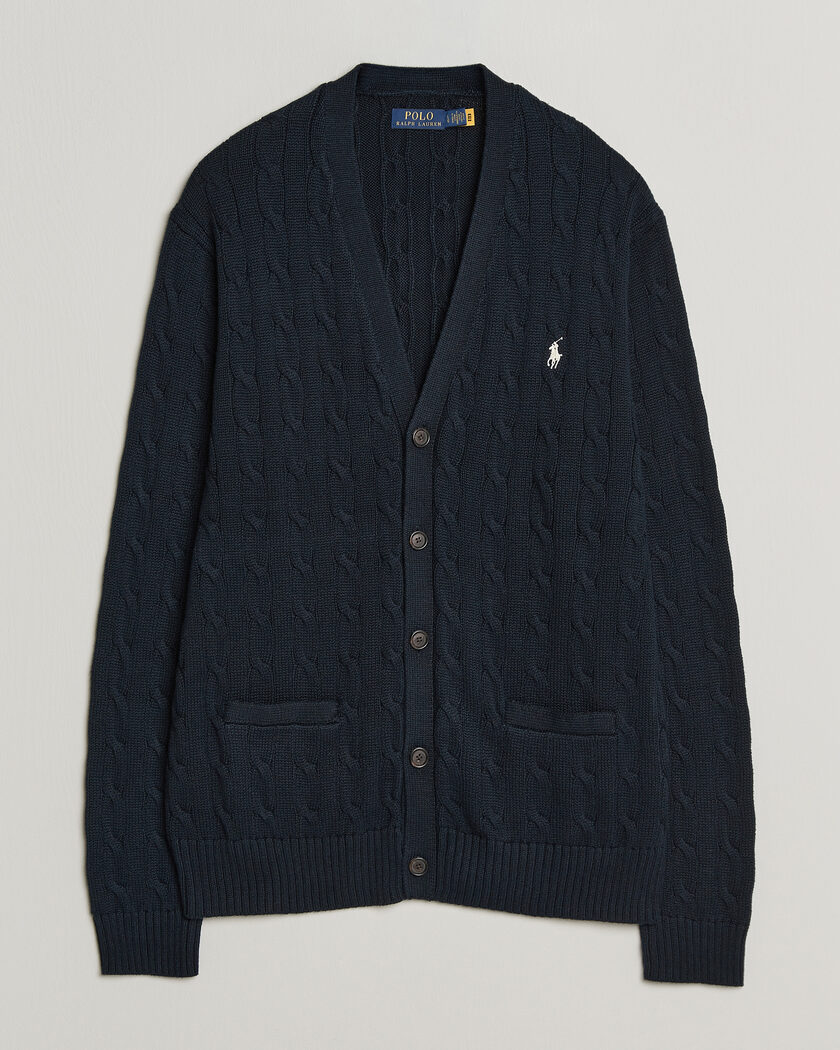 Polo Ralph Lauren Cotton Cable Cardigan Hunter Navy – Blau