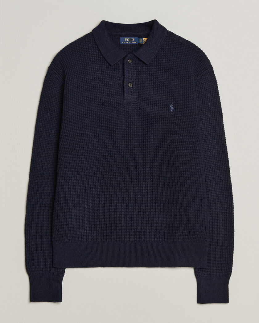 Polo Ralph Lauren Wool/Cotton Knitted Polo Hunter Navy – Blau