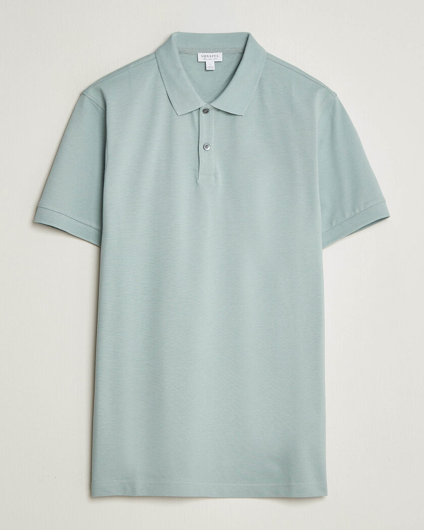 Sunspel Short Sleeve Pique Polo Light Green – Grün