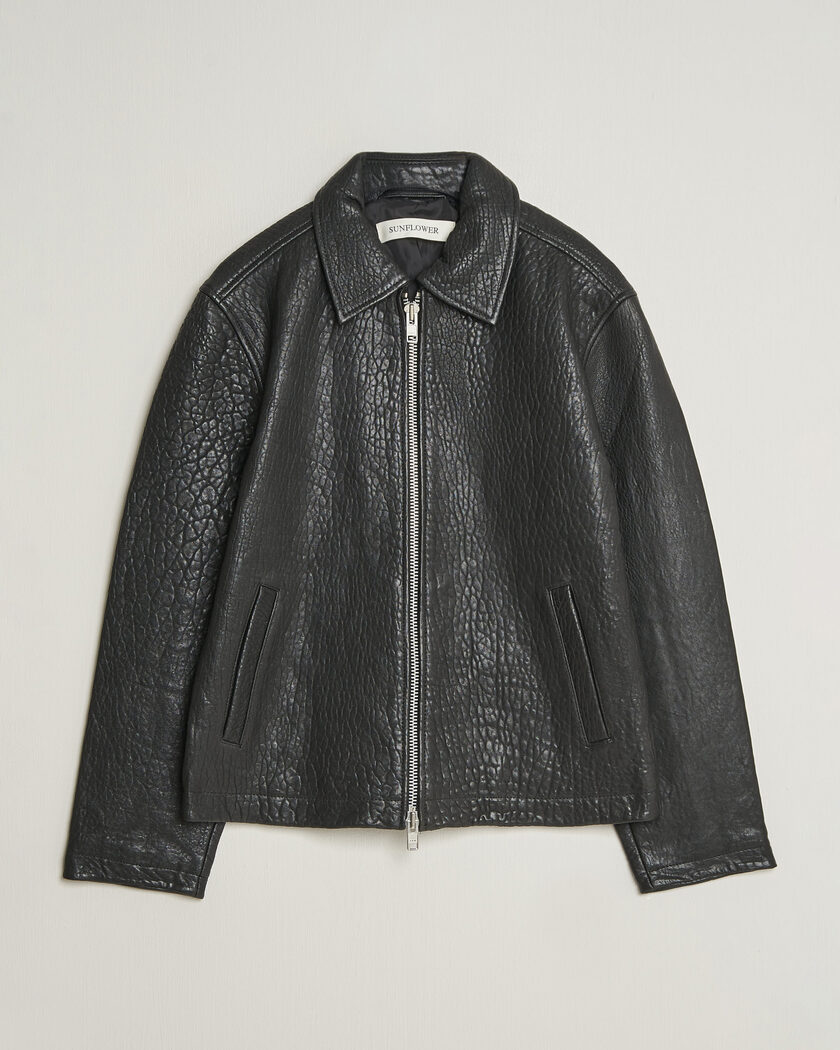 Sunflower Short Leather Jacket Black – Schwarz
