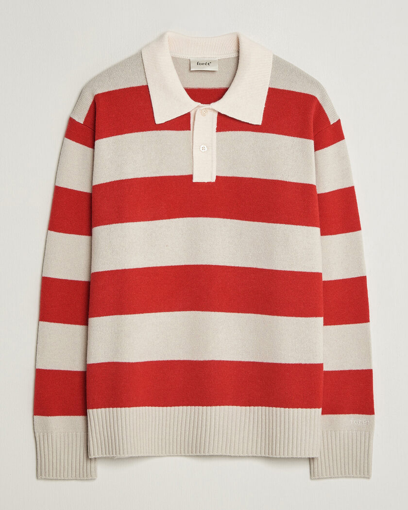 Forét Frost Stripe Knit Polo Red – Rot