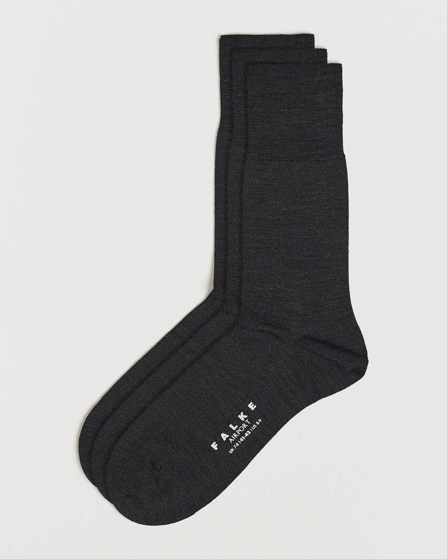 Falke 3-pack Airport Socks Anthracite Melange – Grau