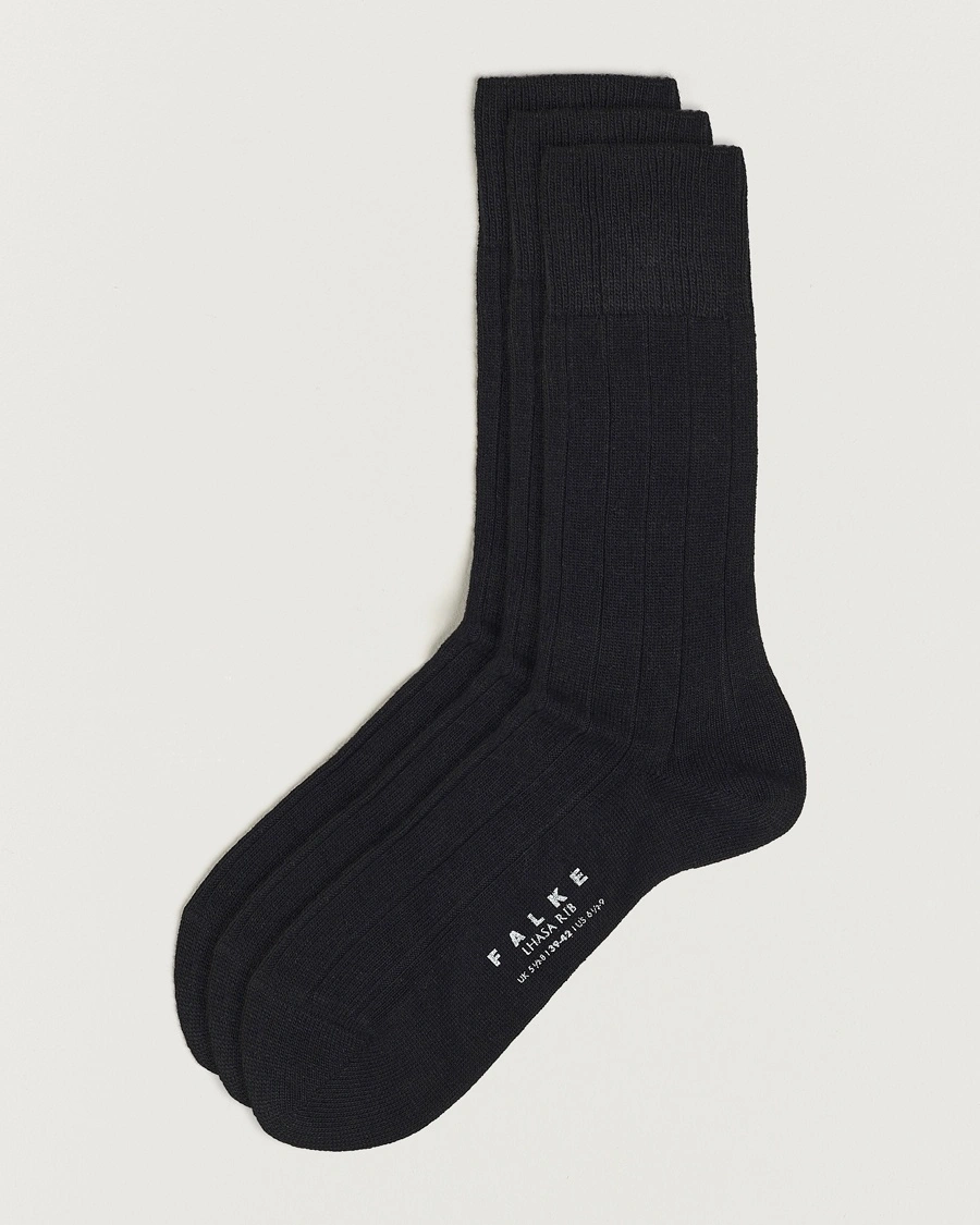 Falke 3-Pack Lhasa Cashmere Socks Black – Schwarz