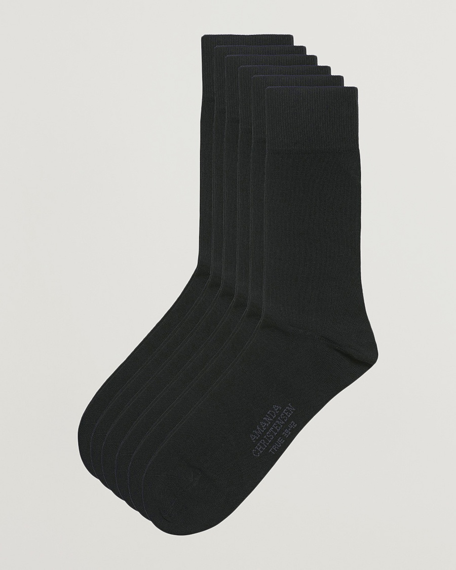 Amanda Christensen 6-Pack True Cotton Socks Black – Schwarz