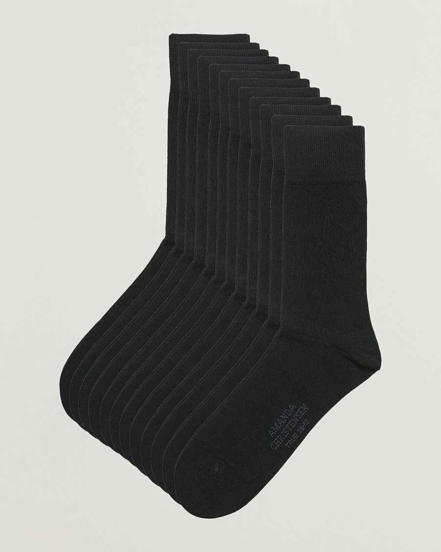 Amanda Christensen 12-Pack True Cotton Socks Black – Schwarz