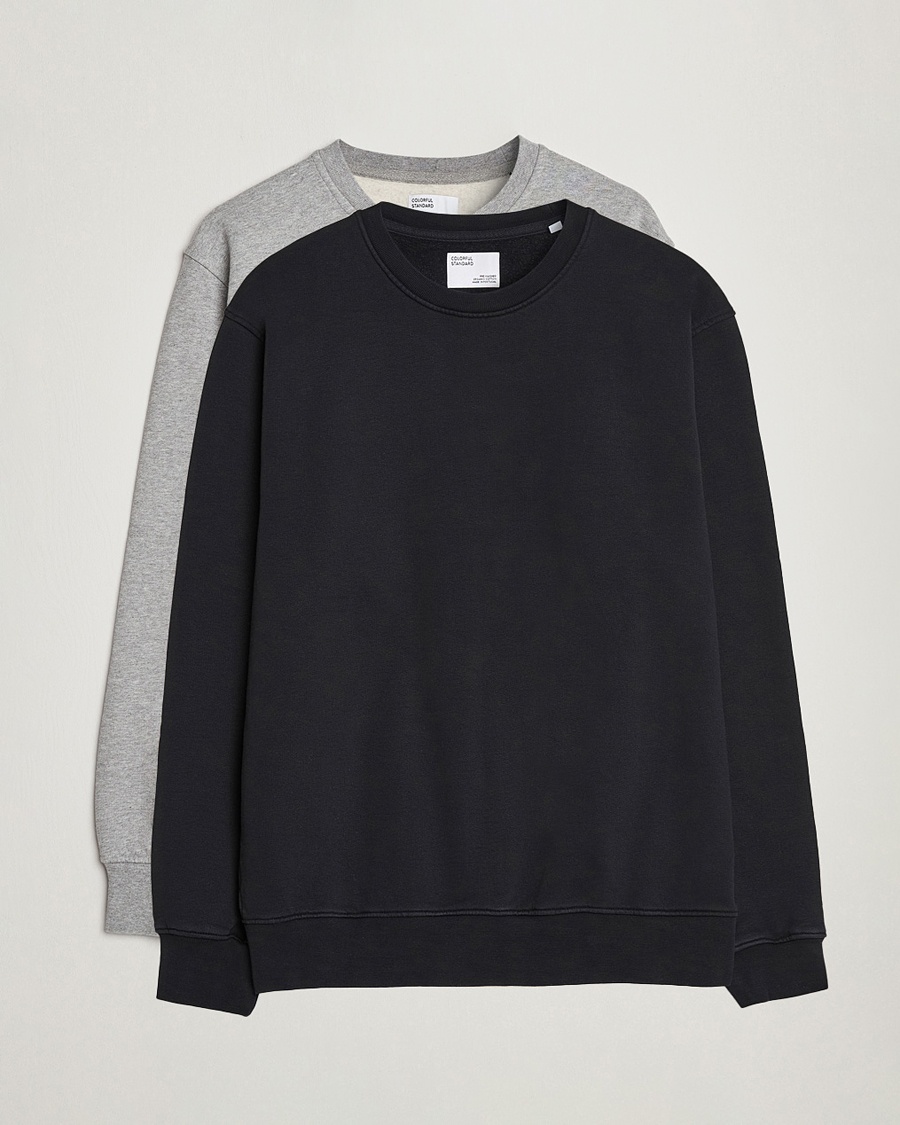 Colorful Standard 2-Pack Classic Organic Crew Neck Sweat Heather Grey/Deep Black – Schwarz