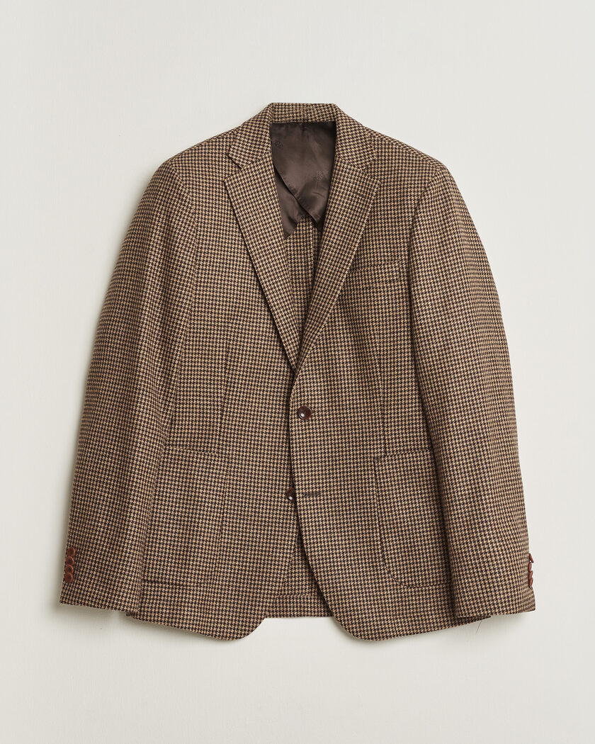 Oscar Jacobson Einar Houndstooth Wool Blazer Brown 50 – Braun