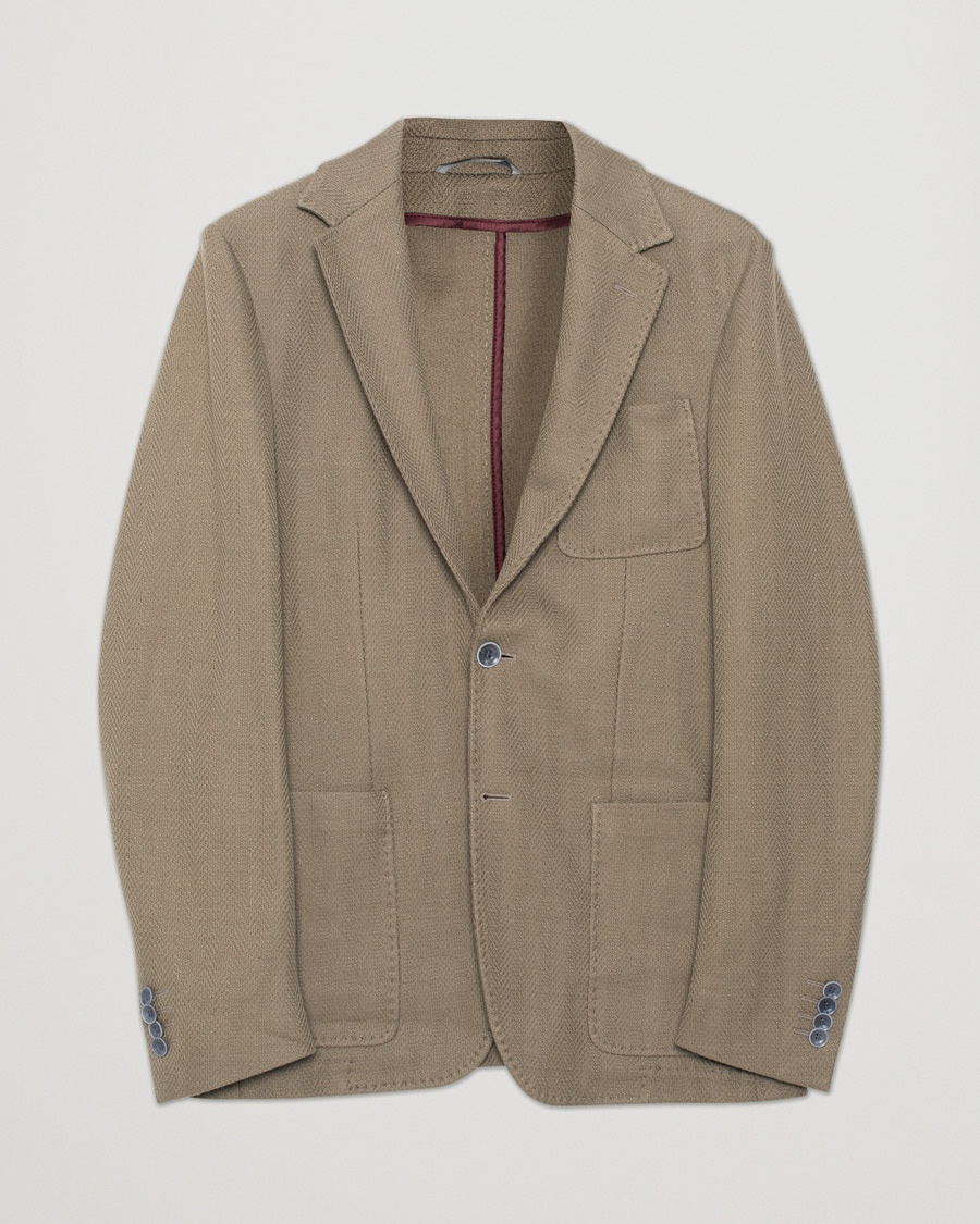 Pre-owned Canali Textured Cotton Jersey Blazer Olive – Grün