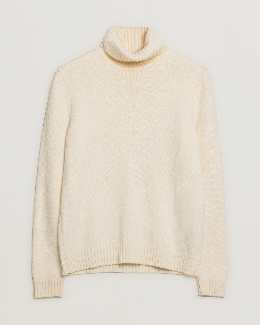 Pre-owned Zanone Virgin Merino Wool Rollneck Latte – Weiß