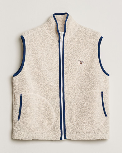 Pre-owned Drake's Zip Through Fleece Vest Ecru S – Weiß