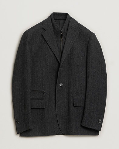 Pre-owned Corneliani ID Flannel Blazer Grey Melange 48 – Blau