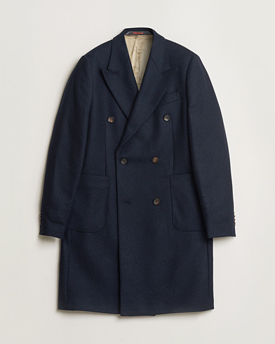 Pre-owned Morris Double Breasted Wool Coat Navy 48 – Blau