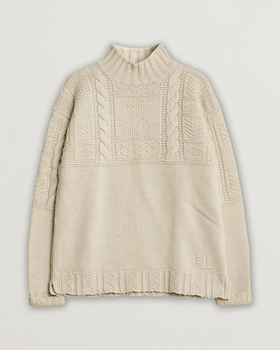 Pre-owned Polo Ralph Lauren Wool Knitted Aran Rollneck Cream – Beige
