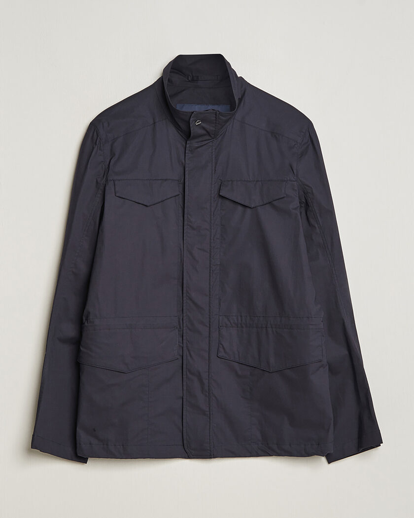 Pre-owned Herno Lightwieght Cotton Field Jacket Navy 50 – Blau