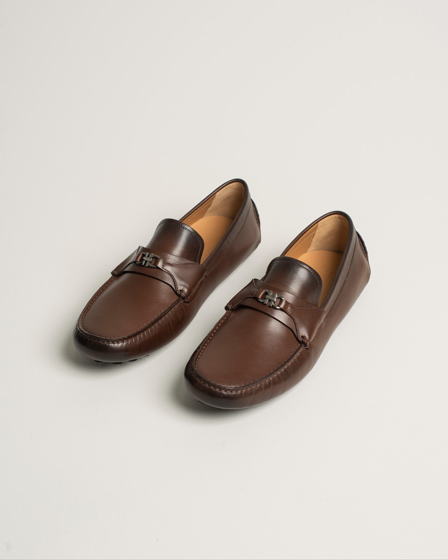 Pre-owned Ferragamo Driver Gancini Ornament Brown Calf UK8,5 - EU42,5 – Braun