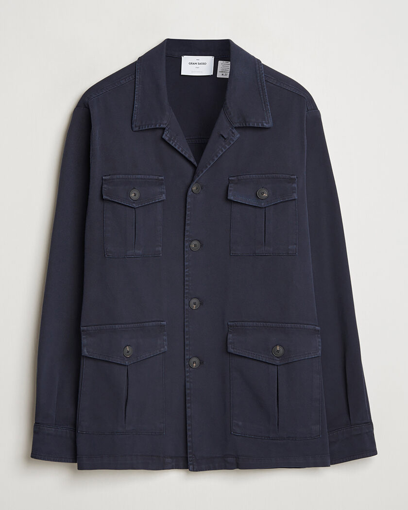 Pre-owned Gran Sasso Cotton Twill Safari Jacket Navy 50 – Blau