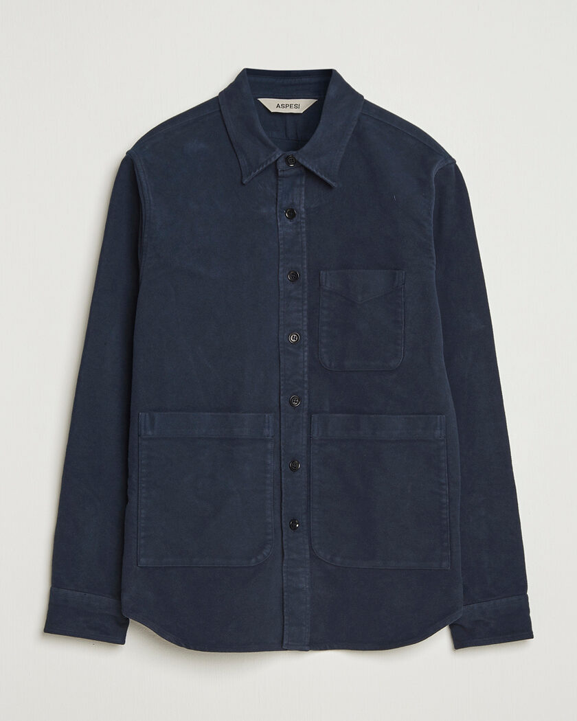 Pre-owned Aspesi Moleskine Utility Shirt Navy XL – Blau