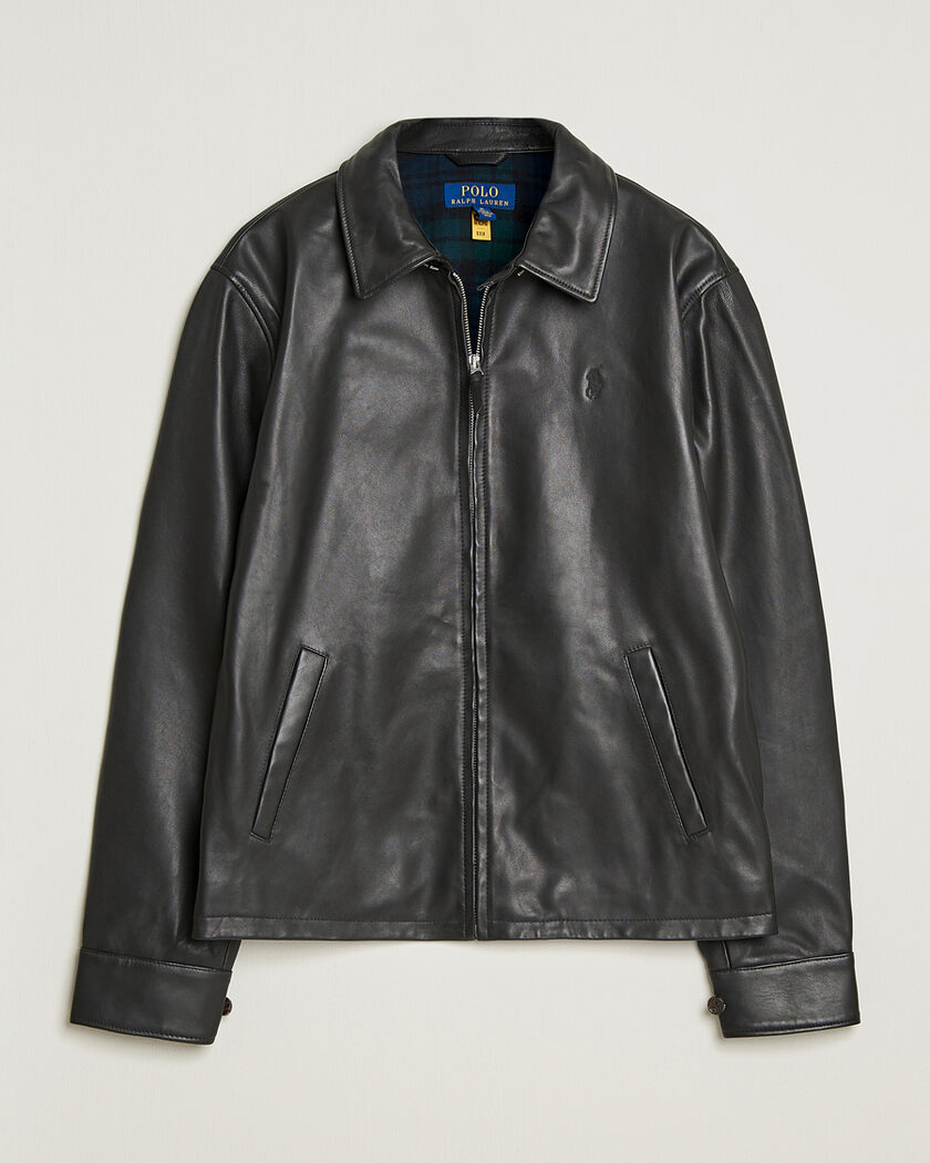 Pre-owned Polo Ralph Lauren Maxwell Windbreaker Leather Jacket Polo Black L – Schwarz