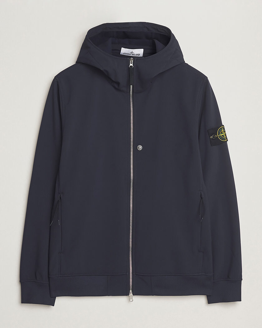 Pre-owned Stone Island Soft Shell Re-Dyed Lined Hood Jacket Navy L – Blau