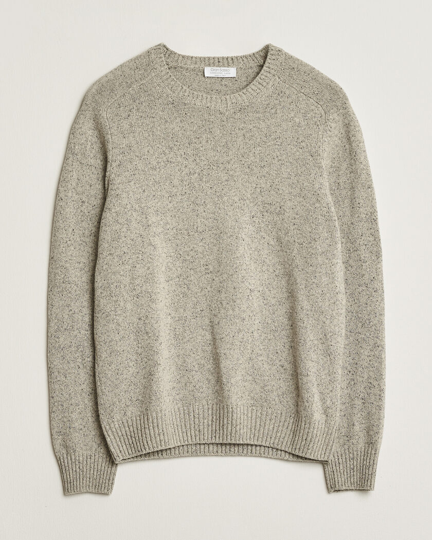 Pre-owned Gran Sasso Cashmere & Silk Blend Crew Neck Grey Melange 48 – Grau
