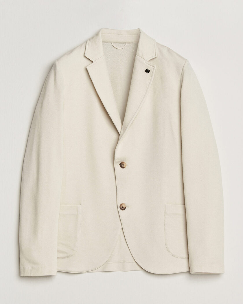 Pre-owned Gran Sasso Wool Knitted Blazer Cream 50 – Weiß