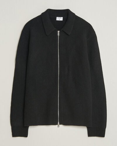 Filippa K Ribbed Wool Knitted Full Zip Black