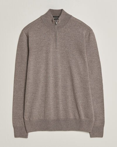 BOSS BLACK Ebenji Merino Knitted Half Zip Open Brown