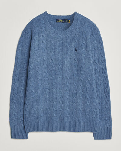 Polo Ralph Lauren Wool/Cashmere Cable Crew Neck Blue Borage Heather